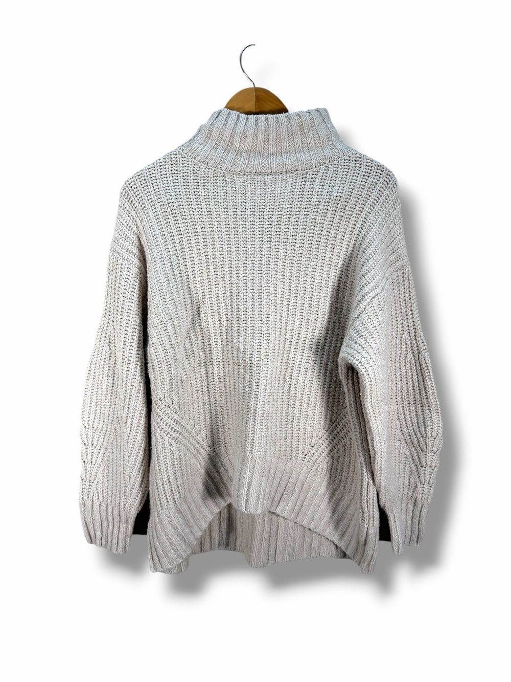 Maeve Anthropologie Cream Chunky Knit Mock Sweater Size Small